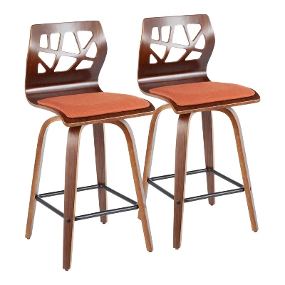 Set Of 2 Folia Mid-Century Modern Counter Height Barstools - LumiSource - Image 11