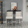 HOMCOM 26.25" Counter Height Bar Stools Set Of 2, Tufted Wingback Armless Upholstered Dining Chair With Rubber Wood Legs