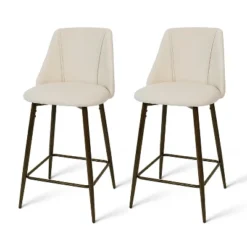 26" Chole Upholstered Counter Height Stool Walnut Legs (Set Of 2)-Maison Boucle