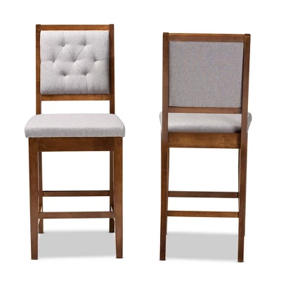 2pc Gideon Fabric Upholstered And Wood Counter Height Barstool Set - Baxton Studio