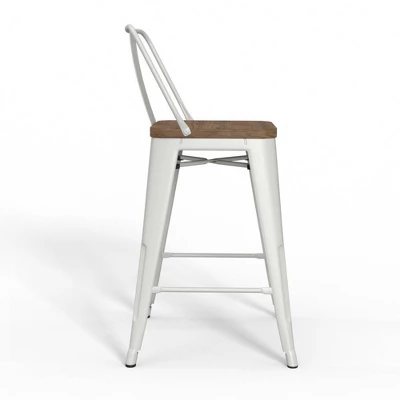 Set Of 2 24" Josephine Metal/Wood Counter Height Barstools White - WyndenHall - Image 3