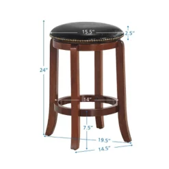 Costway 24'' Swivel Bar Stool Leather Padded Dining Kitchen Pub Bistro Chair Backless
