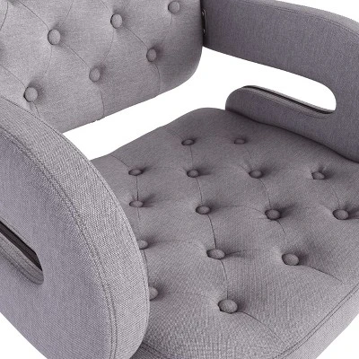 Set Of 2 Adjustable Tufted Fabric Barstool With Armrests - CorLiving - Image 5