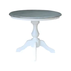 36" Round Top Dining Table White/Heather Gray - International Concepts