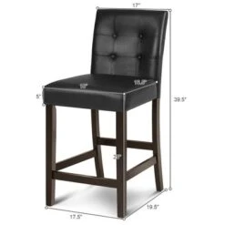 Costway Set Of 2 Bar Stools 25inch Counter Height Barstool Pub Chair Rubber Wood Black