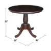 36" Round Top Pedestal Dining Table Dark Brown - International Concepts