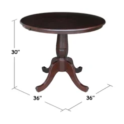 36" Round Top Pedestal Dining Table Dark Brown - International Concepts