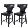 Set Of 2 Kings Counter Height Barstool With Studded Bonded Leather Seat - Corliving