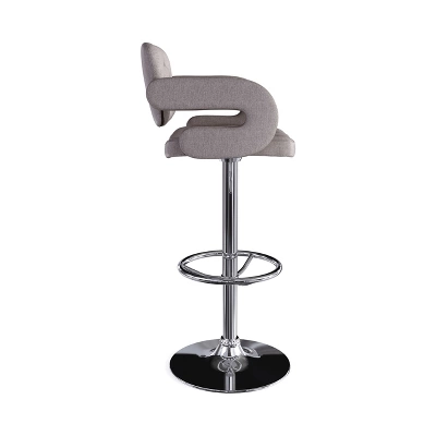 Set Of 2 Adjustable Tufted Fabric Barstool With Armrests - CorLiving - Image 3