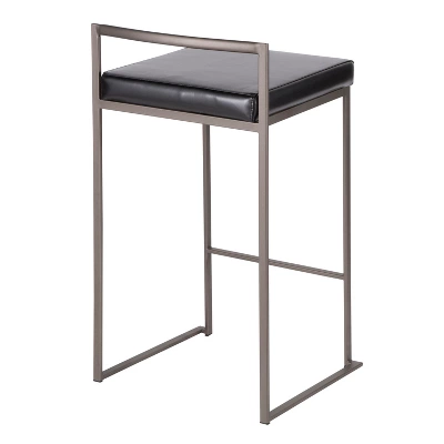 Set Of 2 26" Fuji Contemporary Stackable Counter Height Barstools Antique With Cushion - Image 3