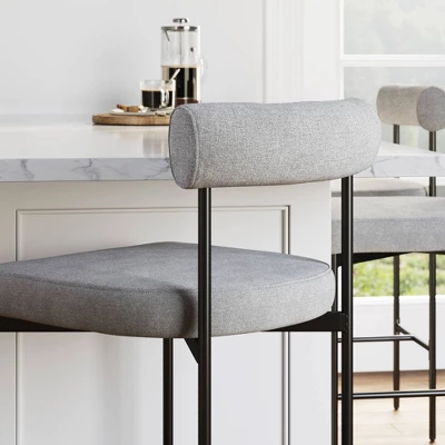 Metal Upholstered Counter Height Barstool - Nathan James - Image 2