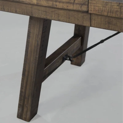 5pc Dex Extendable Dining Table Set, 4 Upholster Side Chairs Walnut Brown/ Cream - Picket House Furnishings - Image 3