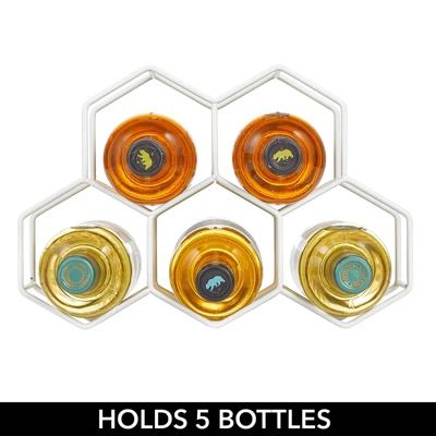 MDesign Honeycomb 5 Bottle Wine Rack For Kitchen Counter Or Fridge - Image 2