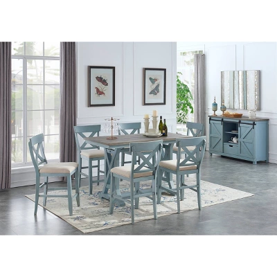 Skye II Counter Height Dining Table Blue - Treasure Trove Accents - Image 5