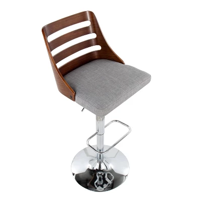 Set Of 2 Trevi Upholstered Barstools Gray/Walnut - Lumisource - Image 6