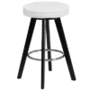 Emma And Oliver 24"H Contemporary Vinyl Counter Stool With Cappuccino Wood Frame