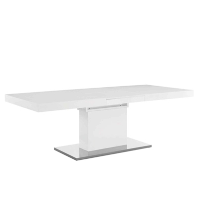Vector Extendable Dining Table White Silver - Modway - Image 3