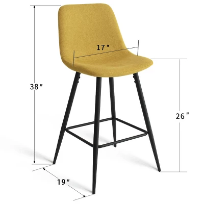 26" Bingo Black Leg With Upholstered Counter Height Stool (Set Of 2 ) -Maison Boucle - Image 3