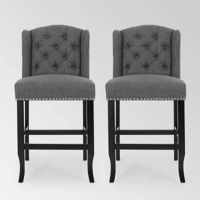 Set Of 2 Foxcroft Wingback Counter Height Barstools - Christopher Knight Home - Image 9