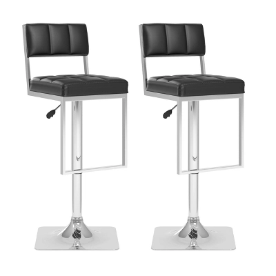 Set Of 2 Adjustable Square Tufted Leatherette Barstool - Corliving - Image 6