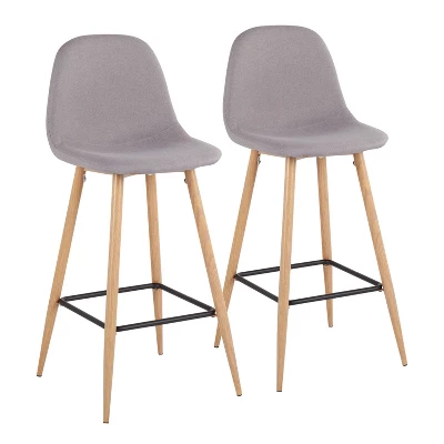Set Of 2 Pebble Metal Polyester Barstools - Lumisource - Image 15