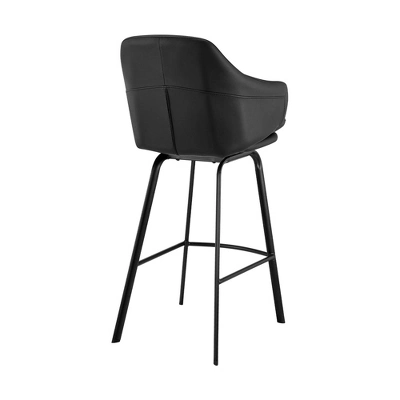 26" Brigden Swivel Counter Height Barstool With Faux Leather Black Metal - Armen Living - Image 3