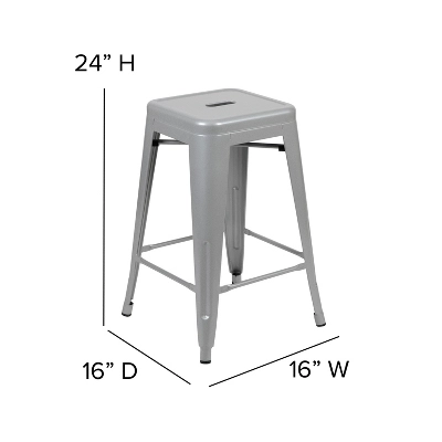 Flash Furniture 24" High Metal Counter-Height, Indoor Bar Stool - Stackable Set Of 4 - Image 4