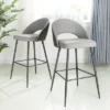 Set Of 2 Leatherette Barstools With Tapered Metal Legs - Glitzhome