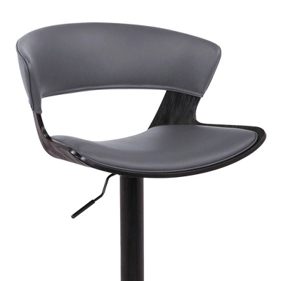 Karine Adjustable Swivel Faux Leather Metal Barstool Gray/Black - Armen Living - Image 5