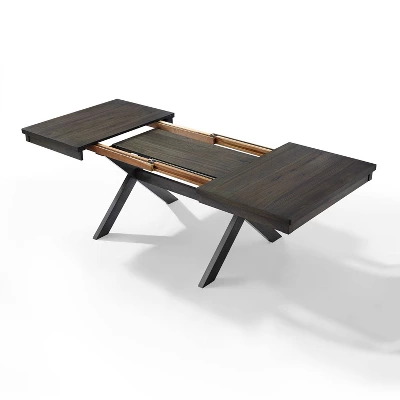 6pc Hayden Extendable Dining Set With Bench And 4 Upholstered Chairs Slate - Crosley - Image 13