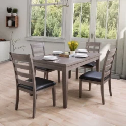 5pc New York Wood Dining Set Washed Gray - CorLiving
