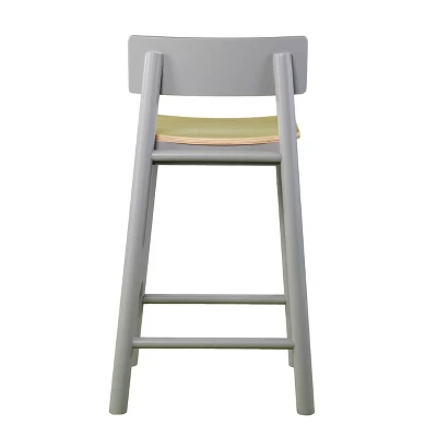Set Of 2 Poyor 33.5" Two-Tone Counter Height Barstools Gray/Natural - Aiden Lane - Image 2