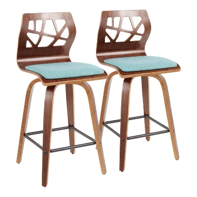 Set Of 2 Folia Mid-Century Modern Counter Height Barstools - LumiSource - Image 12