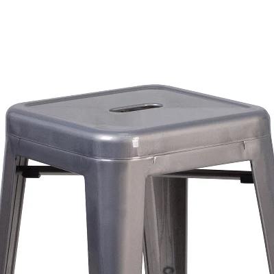 Flash Furniture 24'' High Backless Clear Coated Metal Indoor Counter Height Stool With Square Seat - Image 4