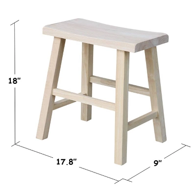 18" Saddle Seat Stool Hardwood Natural - International Concepts - Image 5