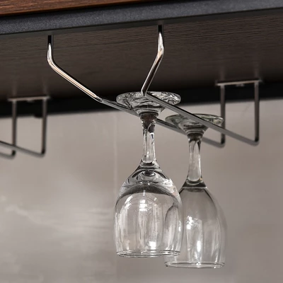 HOMCOM Industrial Wine Rack With 11-Bottles Holder, Free Standing Wine Shelf With Glass Holders For Home Bar, Kitchen, Dark Brown - Image 4