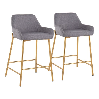 Set Of 2 Daniella Metal/Polyester Counter Height Barstools - LumiSource - Image 15