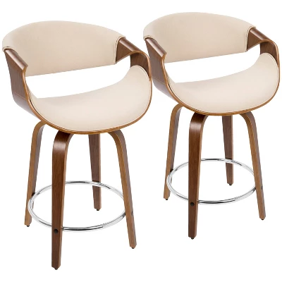 Set Of 2 Curvini Mid-Century Modern Counter Height Barstools - LumiSource - Image 10