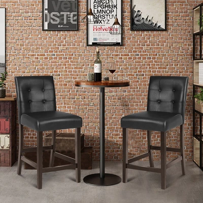 Tangkula Set Of 4 Bar Stools 25inch Counter Height Barstool Pub Chair Rubber Wood Black