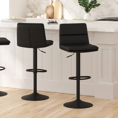 Merrick Lane Modern Upholstered Adjustable Height Stools With Sturdy Iron Bases