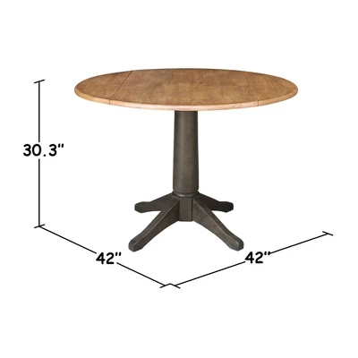 42" Round Dual Drop Leaf Dining Table With 4 Panel Back Chairs Hickory/Washed Coal - International Concepts - Image 8