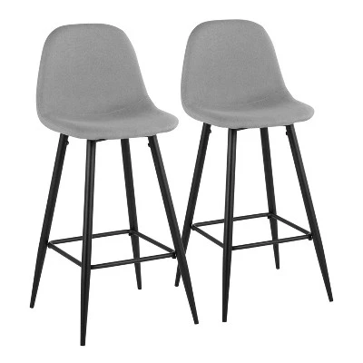 Set Of 2 Pebble Metal Polyester Barstools - Lumisource - Image 11