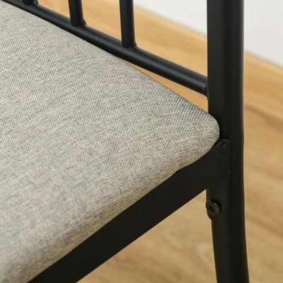 HOMCOM 5 Piece Dining Room Table Set With 4 Metal Frame Chairs For Kitchen, Dinette, Breakfast Nook, Grey - Image 4