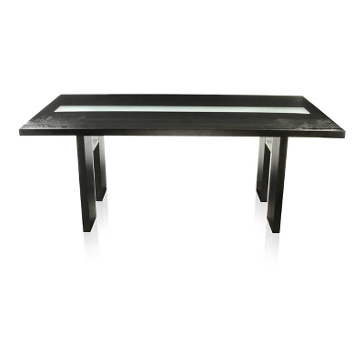 7pc StevensonĀ Glass Insert Open Shelf W/Led Lights Dining Table Set Black - HOMES: Inside + Out - Image 6