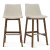 South 28" Seat Height Upholstered Bar Stool With Rubberwood Legs And Stainless Steel Foot Rest(Set Of 2) -The Pop Maison