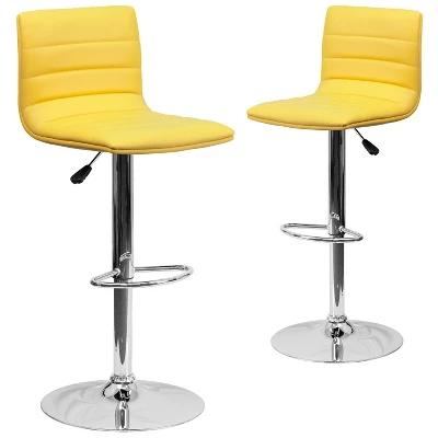 Emma And Oliver Modern Vinyl Adjustable Height Barstool With Horizontal Stitch Back, Set Of 2 - Image 20
