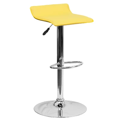 Emma And Oliver Solid Wave Seat Vinyl Adjustable Height Barstool With Chrome Base - Image 13