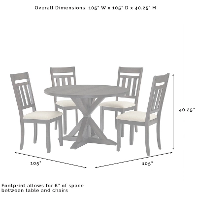 Hayden 5pc Round Dining Set Table With 4 Slat Back Chairs Slate - Crosley - Image 7