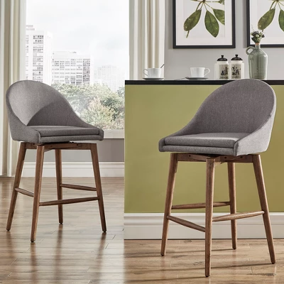 Set Of 2 24" Conrad Walnut Danish Modern Swivel Counter Chair - Inspire Q - Image 5