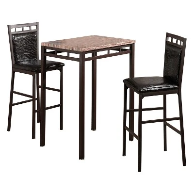 Home Source Eric 3-piece Bistro Set With Counter Height Table And 2 Textured Faux Leather Side Chairs - Image 2